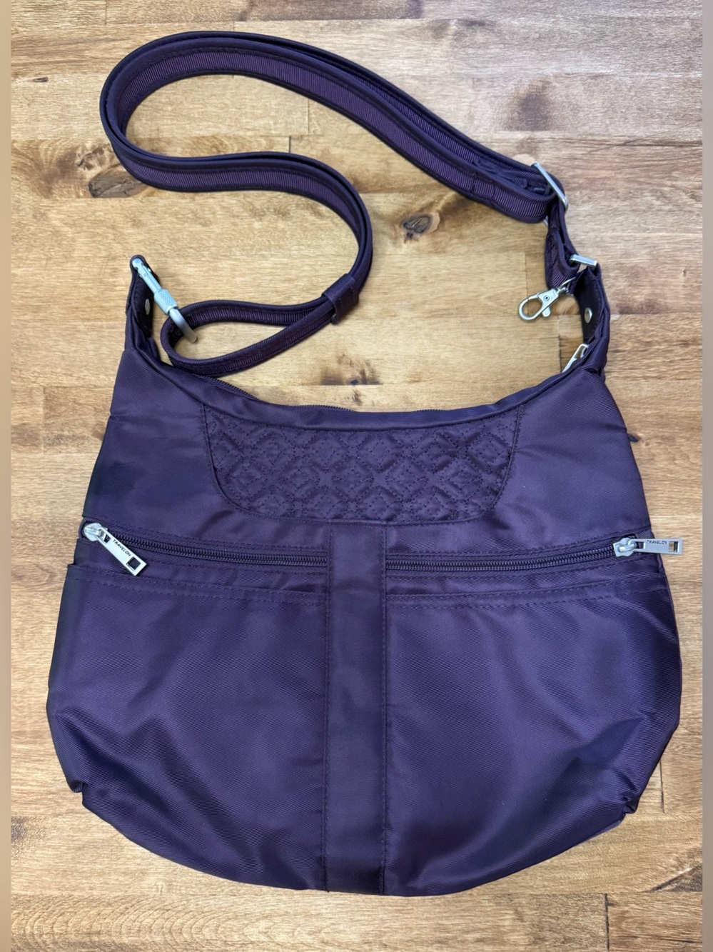 Travelon Anti-Theft Plum Nylon Crossbody Bag